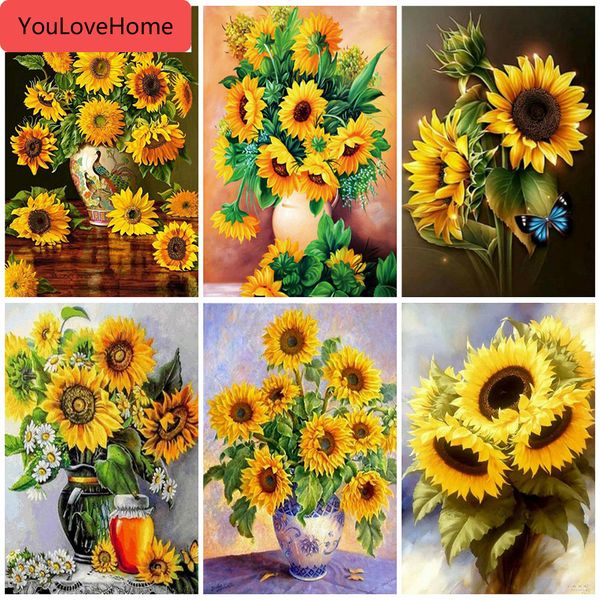 

раскраска по номерам подсолнухи рассвет на холсте ручная роспись наборы для рисования арт подарок diy домашнее украшение diy картина diy pic