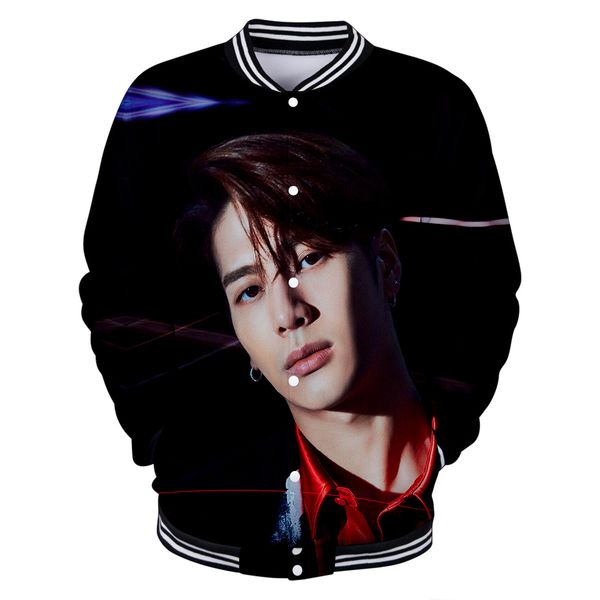

got7 3d print baseball jackets women/men long sleeve fashion hip hop streetwear jackets popular famous singer baseball, Black;brown