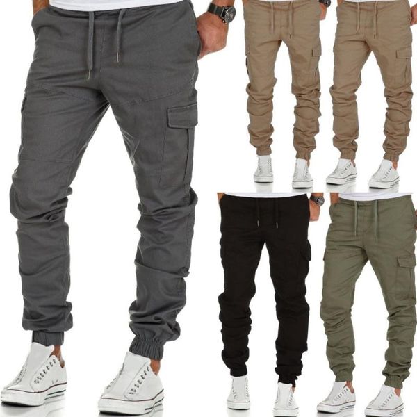 

autumn men pants hip hop harem joggers pants 2020 new male trousers mens joggers solid multi-pocket sweatpants m-3xl d30, Black