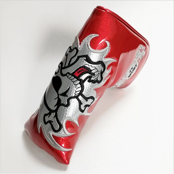 

high-end embroidery beautiful skull pu putter set black