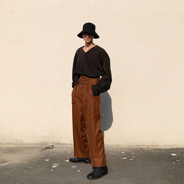 

men new long sleeve v-neck loose casual pullover shirts male women japan streetwear vintage party dress shirt stage clothing, White;black