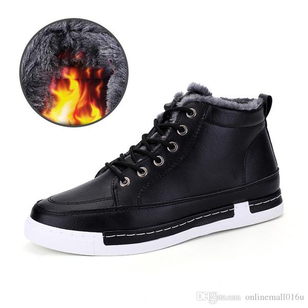 

winter boots new plus velvet warm cotton snow boots skid shoes men's casual shoes men's snow boots men, Black