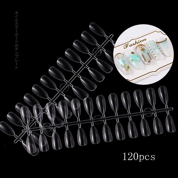 

120pcs box acrylic almond fake nails full cover artificial stiletto nails false nail tips artificial french nail art salon tips, Red;gold