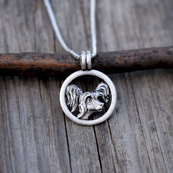 

sanlan 1pcs chinese crested necklace cute pet gift pet memorial pendant, Silver