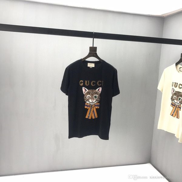 

2020 итальянская весна и лето мао алфавит печати высокое качество футболки черный белый мужчины и женщины дышащий хлопок мода дикий футболка, White;black