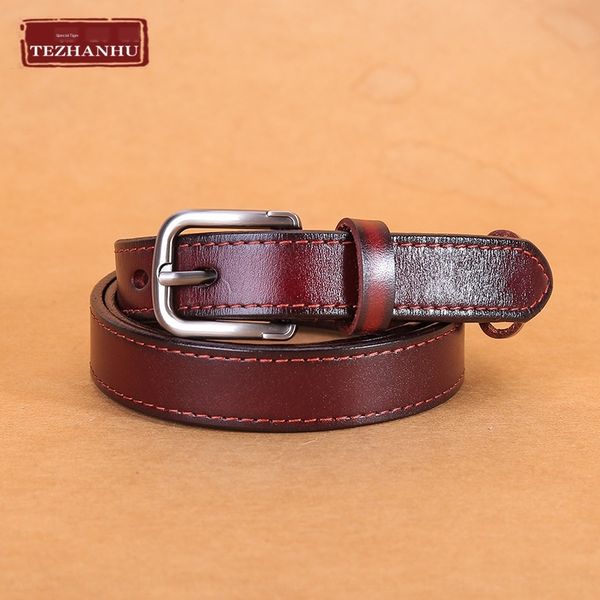 

women's simple all-match ins layer cowhide belt and jeans genuine leather student jeans belt, Black;brown