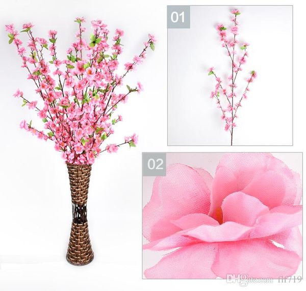 65cm Fake Cherry Plum Peach Blossom Branch Faux Silk Flower Tree Decor