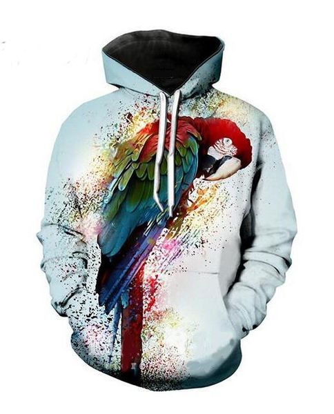 

новая мода женщины / мужчины bird повседневный 3d printed crewneck толстовки толстовки unisex sportwear пальто бесплатная доставка ff0272, Black