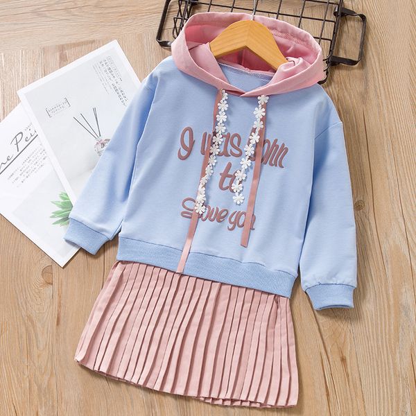 

girls dress 2019 new brand printed children's suit sweater dresses with hat children clothing girls dress for 3-7y, Red;yellow