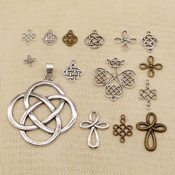 

50 pieces wholesale jewelry lots chinese knot cross connector hj163, Bronze;silver