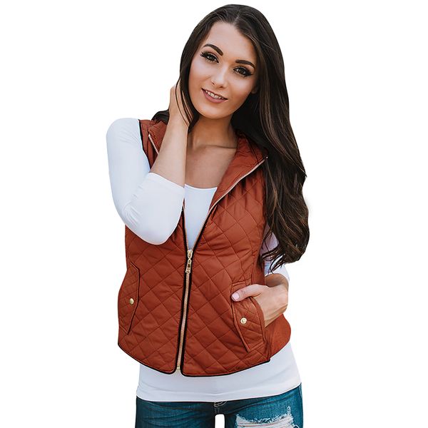 

winter jacket coat women quilted jacket waistcoat vest stand collar zip up pocket gilet sleeveless casual overcoat outwear 2019, Black;white