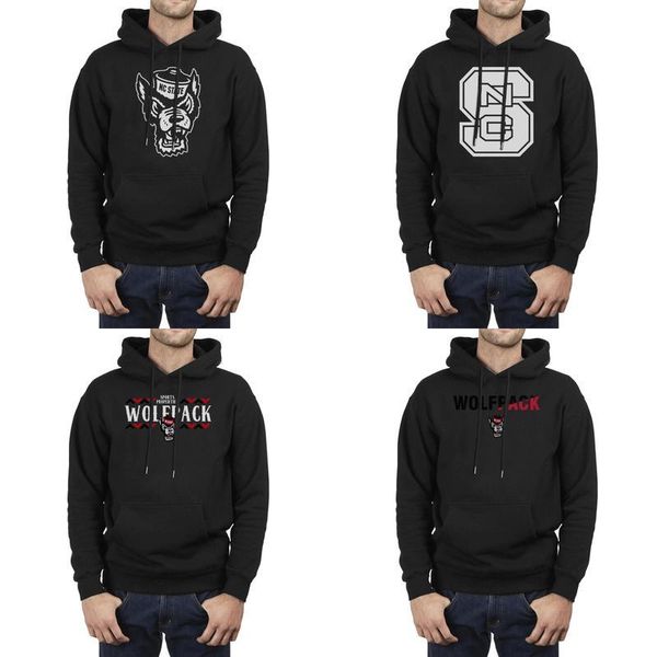 

fashion men north carolina state wolfpack basketball white logo black fleece sweatshirt printing cool crazy hoodies wordmark mesh nc