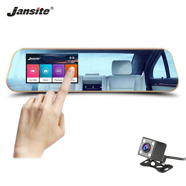 

jansite 4.3-inch car dvr touch screen dash camera dual lens screen auto cameras video recorder rear view mirror cyclic recording