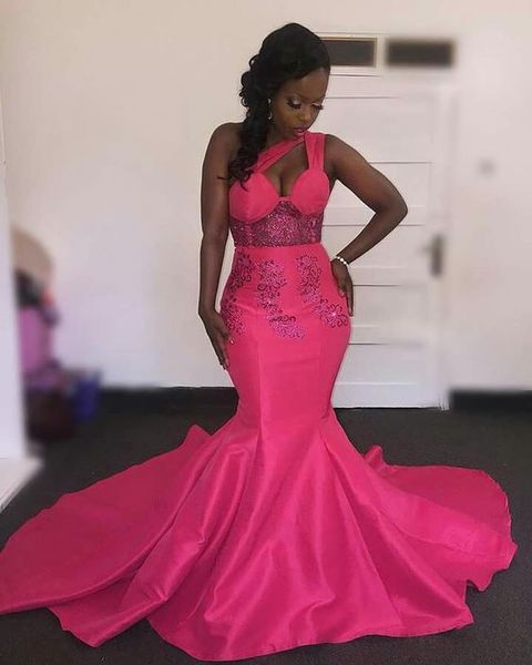 

african long mermaid prom dresses 2019 new sleeveless sweep strain sequined formal evening dress party gowns, Black;red