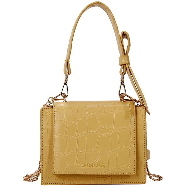 

elegant female bow tote bag 2019 new quality leather women's designer handbag crocodile pattern chain shoulder messenger bag