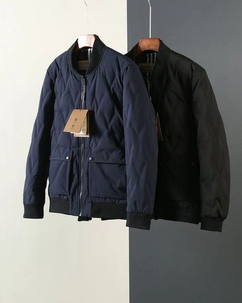 

bur men jacket british brand berry designer jacket basic luxury fabric diamond design down jacket warm mens winter jackets, Black;brown