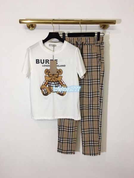 

женские девочки ActiveWear набора тройник футболки старинные плед медведь шаблон короткий рукав джерси толчковой пуловер леггинсы брюки и пиджаки костюм