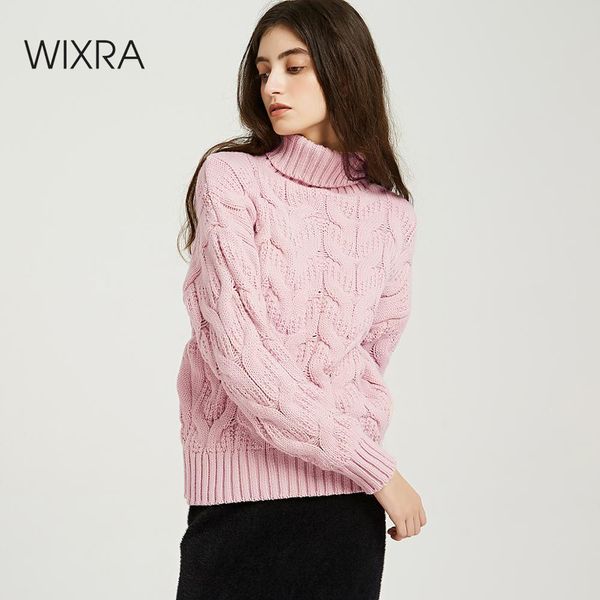 

wixra sweaters 2019 autumn winter solid thick turtleneck casual ladies knitted sweater pullovers women's jumpers, White;black