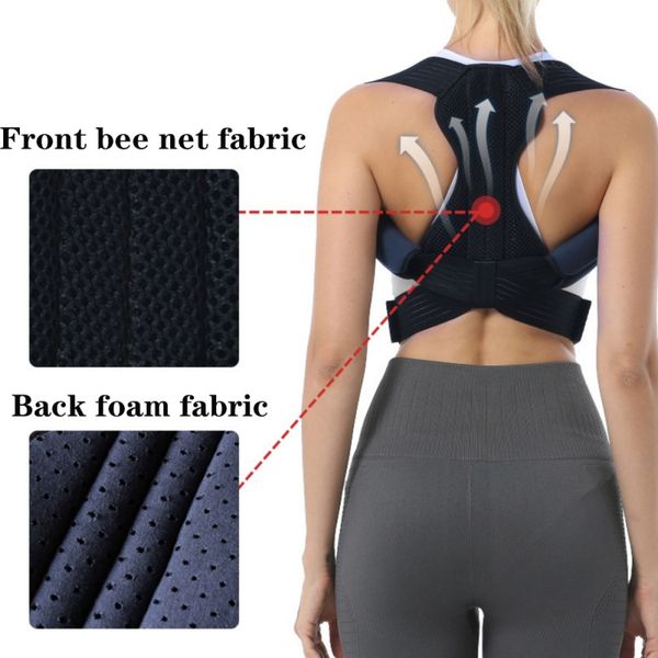 

shoulder back adjustable humpback support posture corrector pain reliever spine straightener waist support, Black;gray