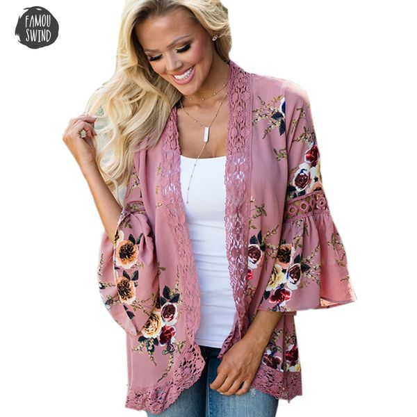 

new fashion women blouse kimono cardigan shirt lace print plus size female ladies clothes drop shipping, White