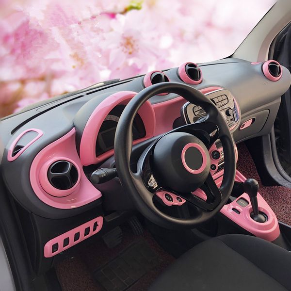 Pink Women Car Interior Styling Door Handle Cover Outlet Gear Panel Reading Light Moulding Trim For Smart Fortwo Forfour 2015 2018 Car Interior