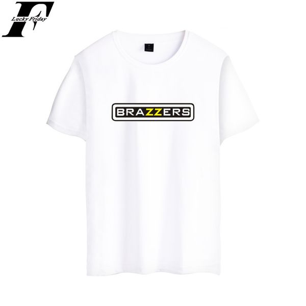 

letter brazzers printing round collar summer wear men and women wild joker short half sleeve shirt t shirts, Gray;blue