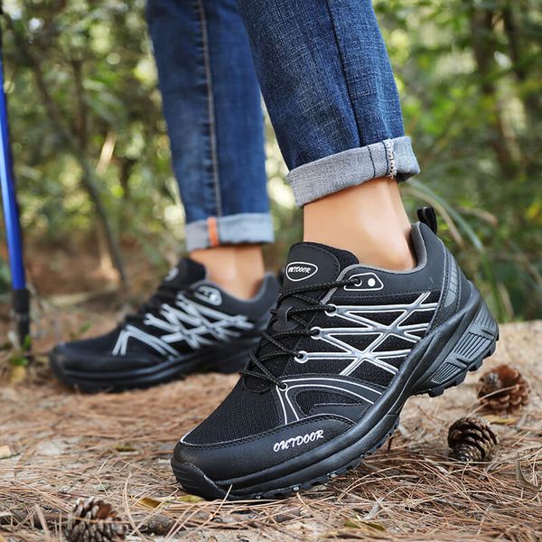 

breathable mesh walking shoes non-slip outdoor shoes travel men's lightweight rubber sole quick-drying hiking