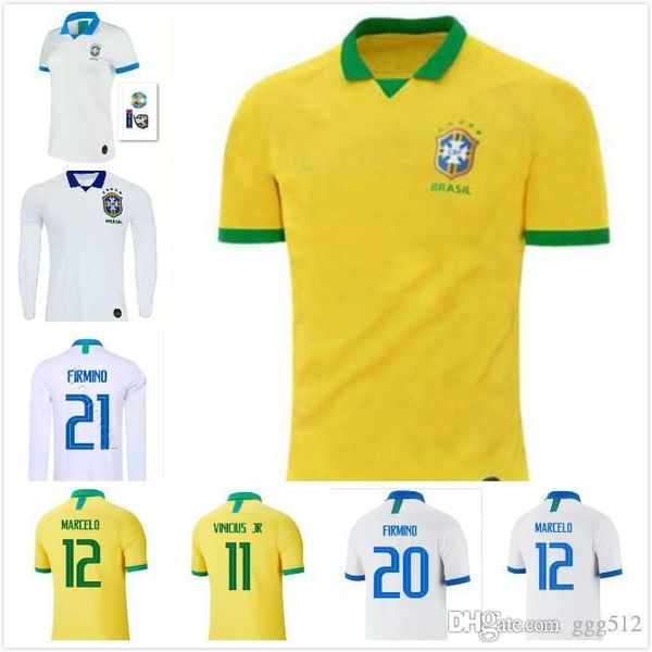 

топ 2019 2020 copa america бразилия футбол джерси 19 20 футбол рубашка давид луис марсело паулинью коутиньо г. жезус виллиан camisa de futeb, Black;yellow