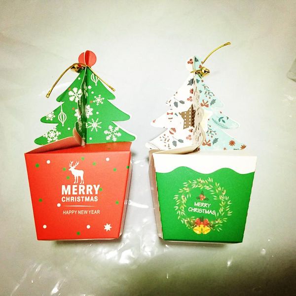 

3d diy christmas tree gift box with bell cookie food paper boxes merry christmas decoration paper candy box apple packaging hh9-a2567