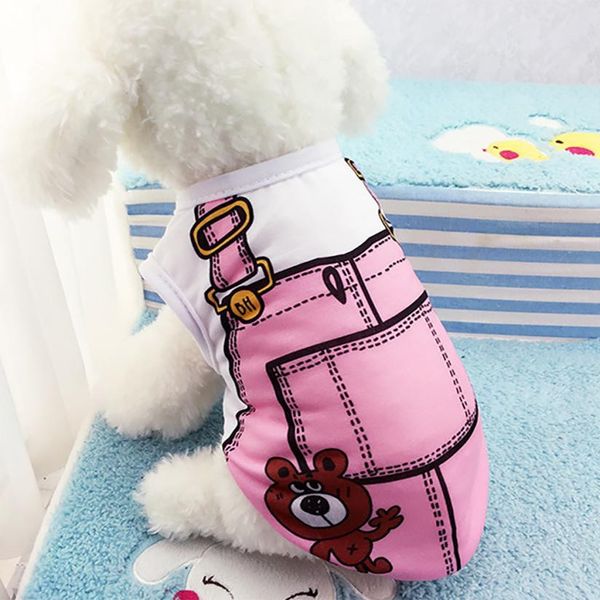 

summer pet dog clothes puppy dog cat vest shirt fake strap poleras para perros clothes tshirt for puppy small pets