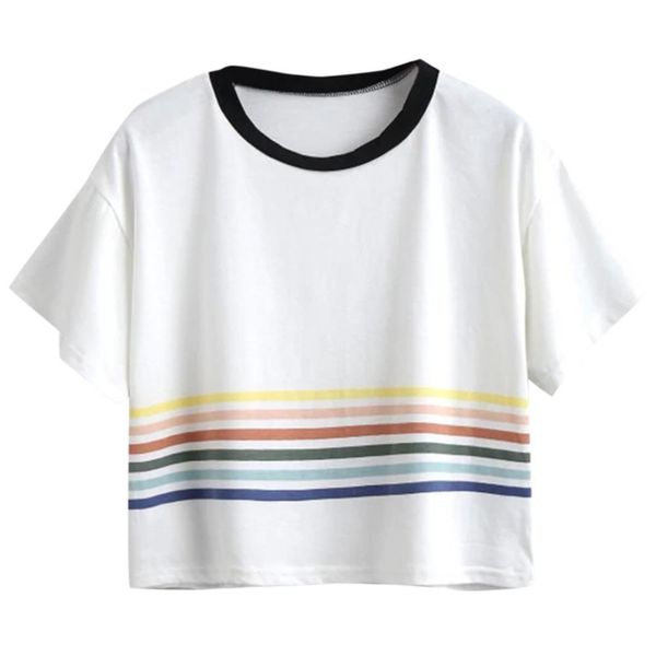 

qq women q print striped short sleeve chiffon casual white loose summer vintage elegant ladies blusas q