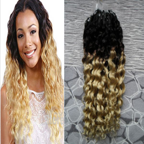 

brazilian micro ring 100g kinky curly micro loop hair extensions 100s micro loop hair extensions human hair extension ombre, Black