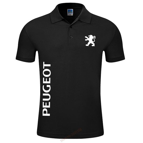 

new summer casual peugeot polo shirt men short sleeve solid polos shirts men clothes high qualit, White;black