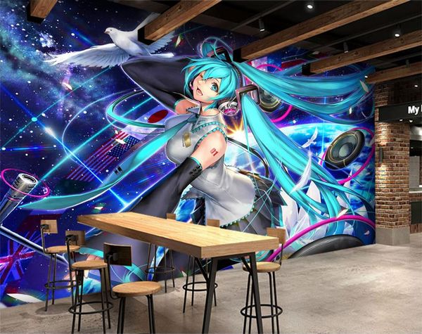 

self-adhesive] 3d hatsune miku 677557633 japan anime wall paper mural wall print decal murals