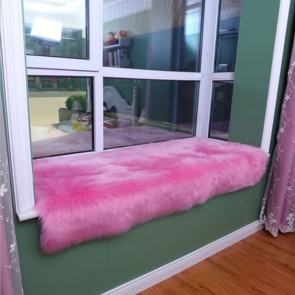 

long plush faux wool bay window pad cushion carpet bedroom bedsides carpet floor foot pad shop window decoration rectangle shape