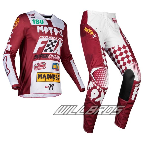 

2019 naughty mx 180 czar red light jersey pants combo motocross gear set for dirt bike atv off road racing tuta moto, Black;blue