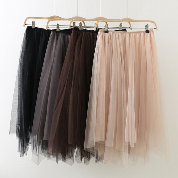 

harajuku lace womens female skirt mid-calf length clothes streetwear skirt summer women pleated skirts fashion clothing 2019, Black