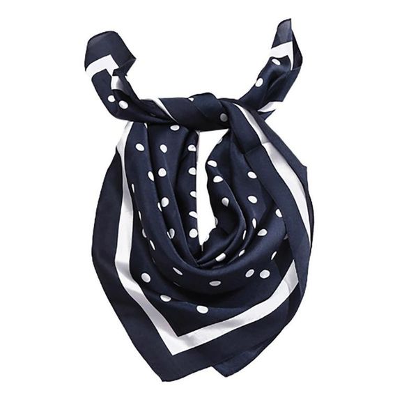 

women scarf silk hair neck scarves square brand office printing l waiter flight attendants handkerchief polka dot shawl #t1p, Blue;gray