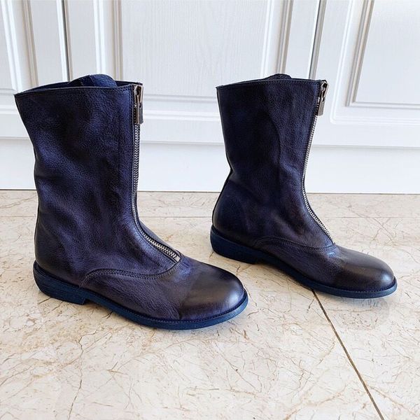 

new autumn and winter boots women's flat casual martin boots british wind front zipper boots female size 35-41, Black
