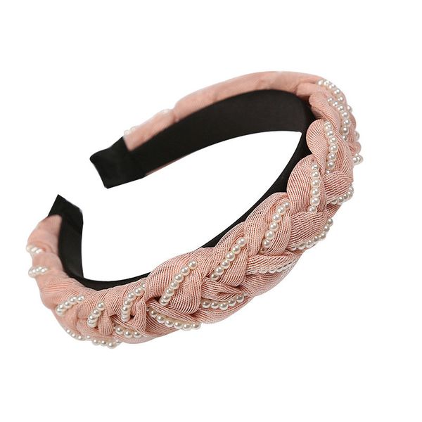 

mesh headband wide side twist pearl 3.2cm unicorn hair band hair style girl simple and easy ydnjx, Black;brown