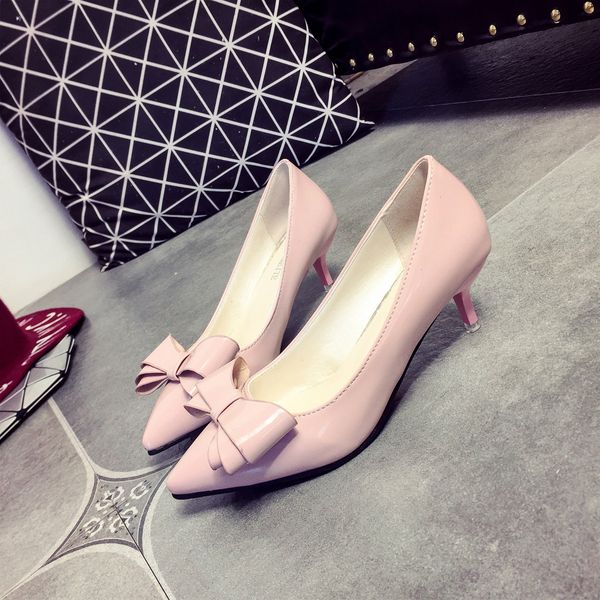 

women high heel shoes basic model pumps lady pointed toe wedding shoes pink pumps handmade party shoes, Black