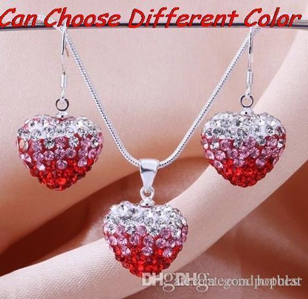 

mix 18 inch mixed newserert style crystal beads gradient heart crystal set drop earrings necklace pendant snake chains e23, Black