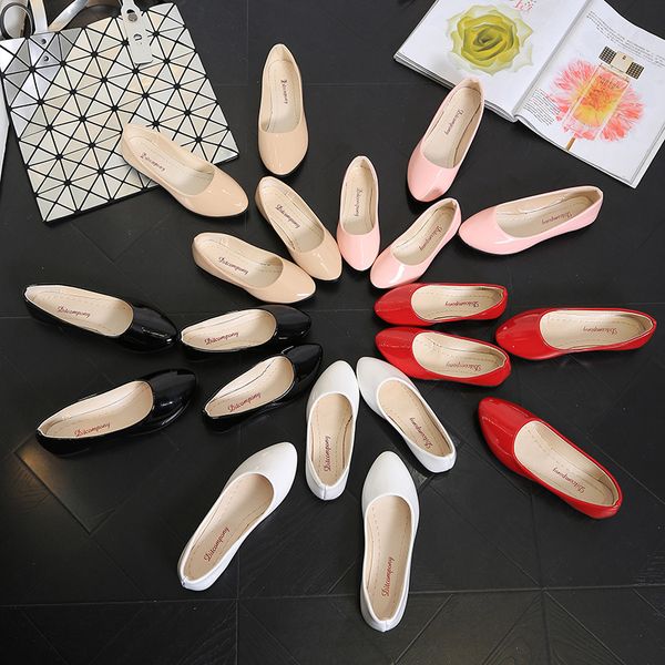 

big yards of shoes in the spring of the four seasons single shoes lighter flat female paint multicolor nurses work, Black;grey