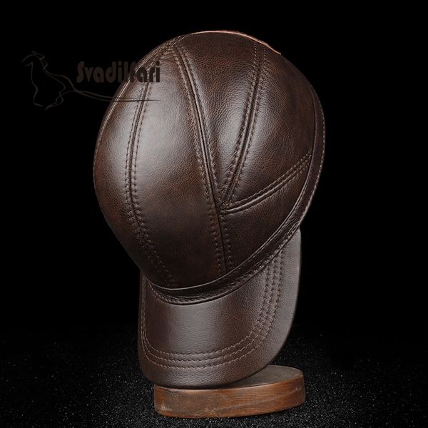 

svadilfari new 2018 genuine leather baseball caps solid casual autumn winter head layer real cowhide hat men women, Blue;gray