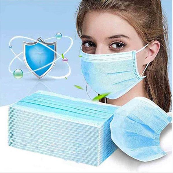 

in stockdisposable face mask 3 layer ear-loop dust mouth masks cover 3-ply non-woven disposable dust mask soft breathable outdoor part p107