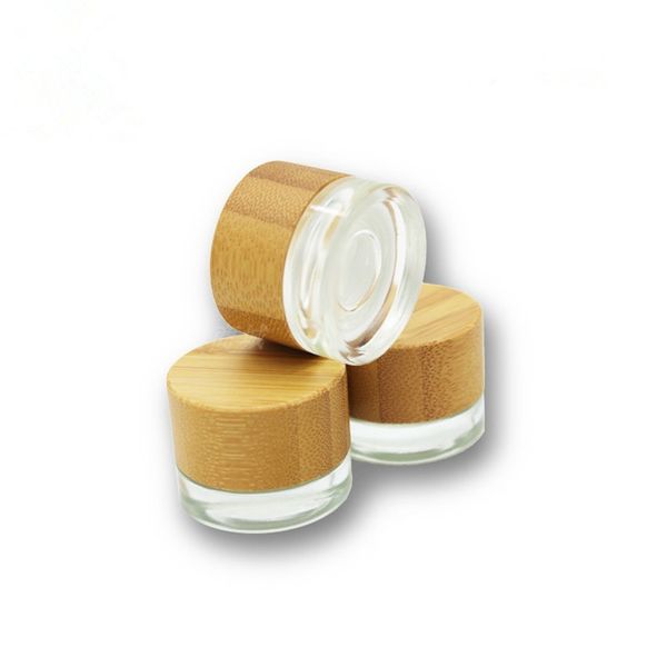 Garrafa 5g Cosméticos Vidro Bamboo Jar Garrafa pequeno Mini recarregáveis ​​vidro Eye Cream Jar rápido transporte F3688