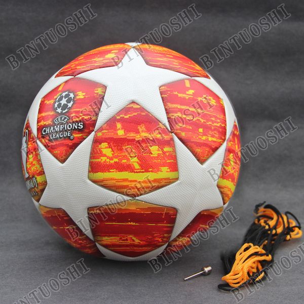 

Новый 2019 Лига чемпионов футбольный мяч 18 19 Красный окончательный мяч PU высокого класса бесшовные пасты кожи футбольный мяч размер 4 Размер 5