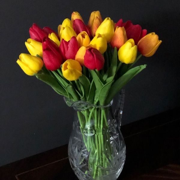 

decorative flowers & wreaths 20pcs artificial tulips fake tulip real touch flower tulp bouquet for home party wedding decoration 35cm