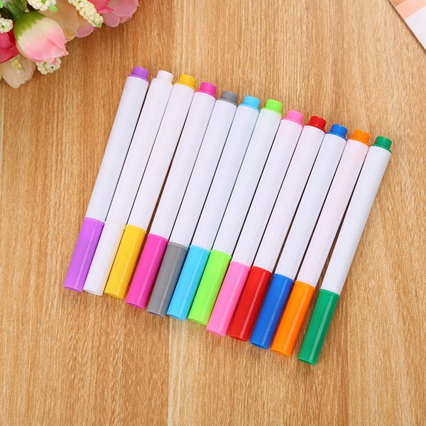 

12 colors/lot erasable led fluorescent plate highlighter pen chalk marker pens glass light blackboard painting art markers pen, Black;red