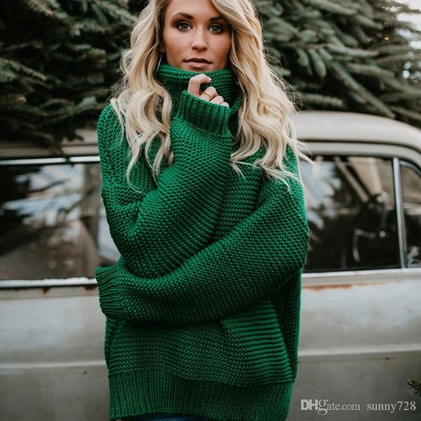 

Autumn Winter Women Thicken Knitting Sweaters New 2019 Turtle Neck Long Sleeves Pullover Loose Leisure Lady Sweater Outwear High Qaulity